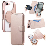 Splitable Electroplated MagSafe RFID Anti-theft Leather Phone Case with Lens Film, For iPhone 18 / 17, For iPhone 18 Pro / 17 Pro, For iPhone 18 Pro Max / 17 Pro Max, For iPhone 17e / 16e, For iPhone Air, For iPhone 16 Pro Max