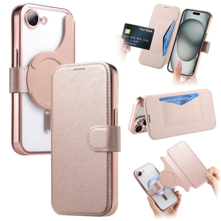 Splitable Electroplated MagSafe RFID Anti-theft Leather Phone Case with Lens Film, For iPhone 18 / 17, For iPhone 18 Pro / 17 Pro, For iPhone 18 Pro Max / 17 Pro Max, For iPhone 17e / 16e, For iPhone Air, For iPhone 16 Pro Max