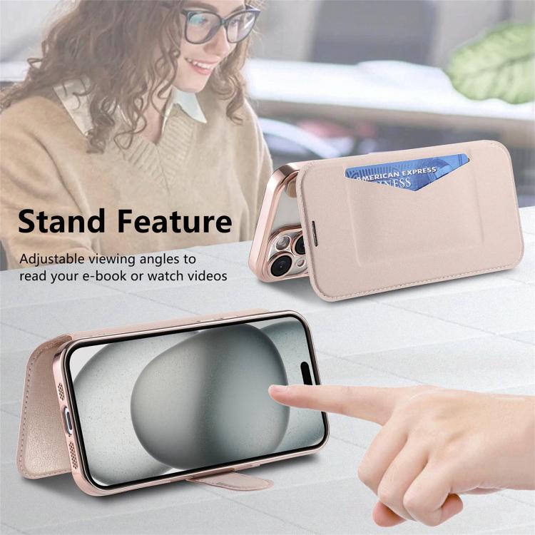 Splitable Electroplated MagSafe RFID Anti-theft Leather Phone Case with Lens Film, For iPhone 17e / 16e, For iPhone 17 Pro Max, For iPhone 17 Pro, For iPhone 17, For iPhone Air, For iPhone 16 Pro Max