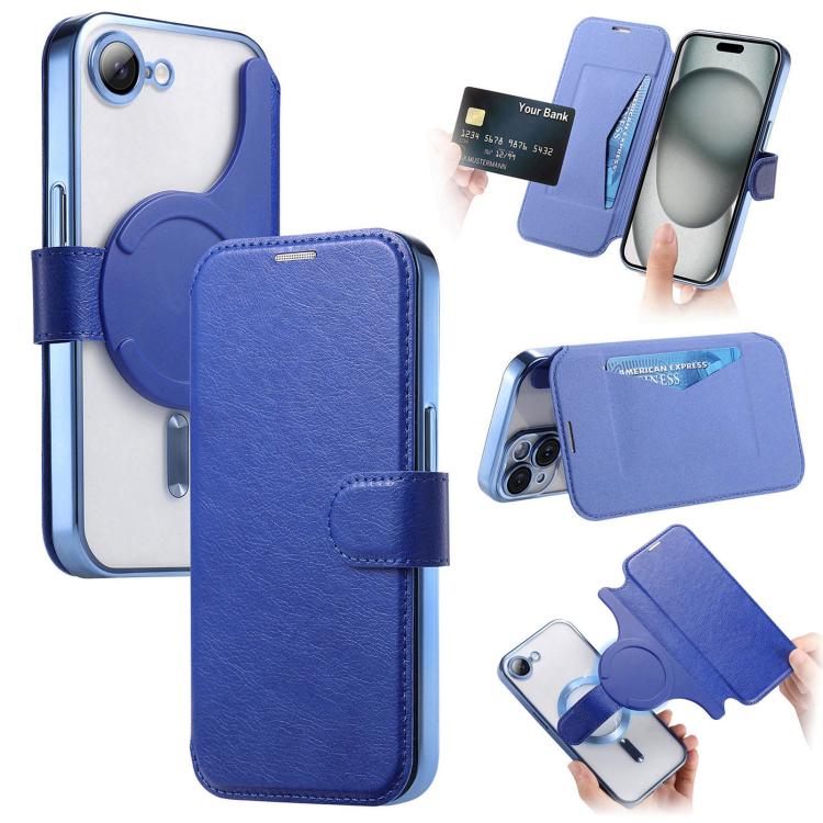 Splitable Electroplated MagSafe RFID Anti-theft Leather Phone Case with Lens Film, For iPhone 18 / 17, For iPhone 18 Pro / 17 Pro, For iPhone 18 Pro Max / 17 Pro Max, For iPhone 17e / 16e, For iPhone Air, For iPhone 16 Pro Max