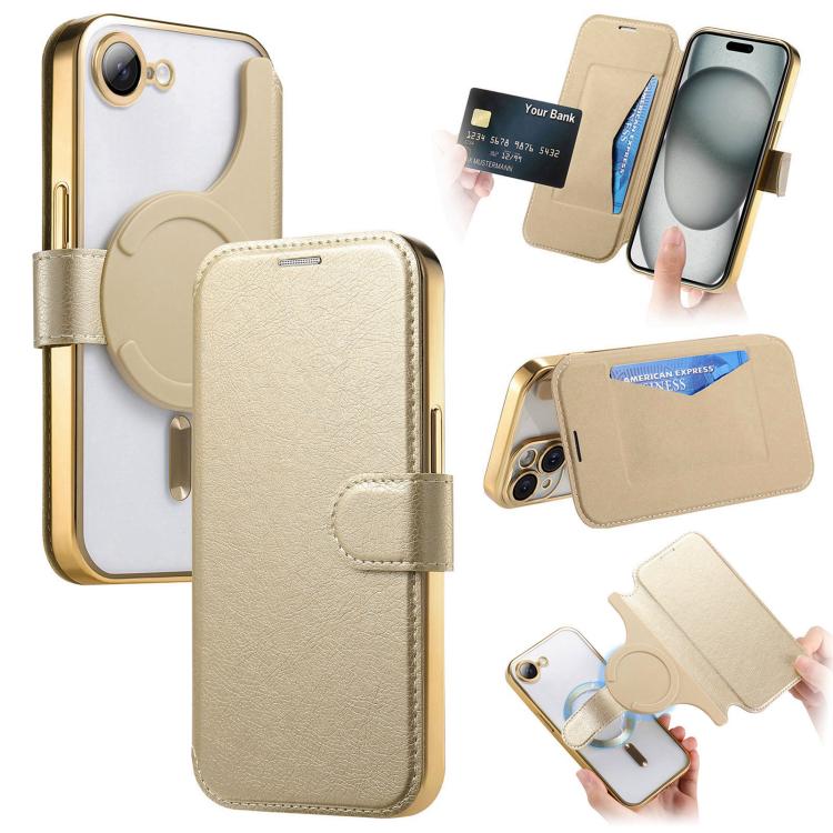 Splitable Electroplated MagSafe RFID Anti-theft Leather Phone Case with Lens Film, For iPhone 18 / 17, For iPhone 18 Pro / 17 Pro, For iPhone 18 Pro Max / 17 Pro Max, For iPhone 17e / 16e, For iPhone Air, For iPhone 16 Pro Max
