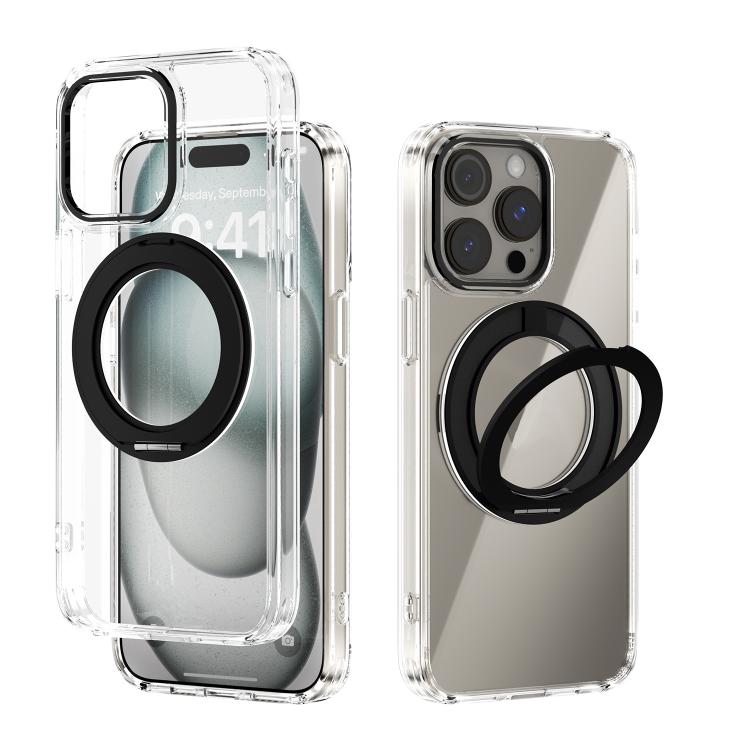 ABEEL MagSafe Q-LUCK Pivot Bracket Transparent Phone Case, For iPhone 15 Pro Max, For iPhone 15 Pro, For iPhone 15 Plus, For iPhone 15, For iPhone 14 Plus, For iPhone 14, For iPhone 14 Pro, For iPhone 14 Pro Max