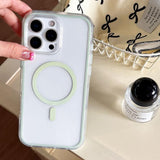 Large Hole Camera Macaron Transparency MagSafe Phone Case, For iPhone 13 Pro Max, For iPhone 13 Pro, For iPhone 13, For iPhone 12, For iPhone 12 Pro Max, For iPhone 12 Pro, For iPhone 11 Pro Max, For iPhone 11