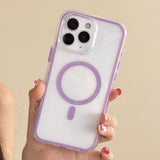 Large Hole Camera Macaron Transparency MagSafe Phone Case, For iPhone 13 Pro Max, For iPhone 13 Pro, For iPhone 13, For iPhone 12, For iPhone 12 Pro Max, For iPhone 12 Pro, For iPhone 11 Pro Max, For iPhone 11