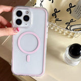 Large Hole Camera Macaron Transparency MagSafe Phone Case, For iPhone 13 Pro Max, For iPhone 13 Pro, For iPhone 13, For iPhone 12, For iPhone 12 Pro Max, For iPhone 12 Pro, For iPhone 11 Pro Max, For iPhone 11
