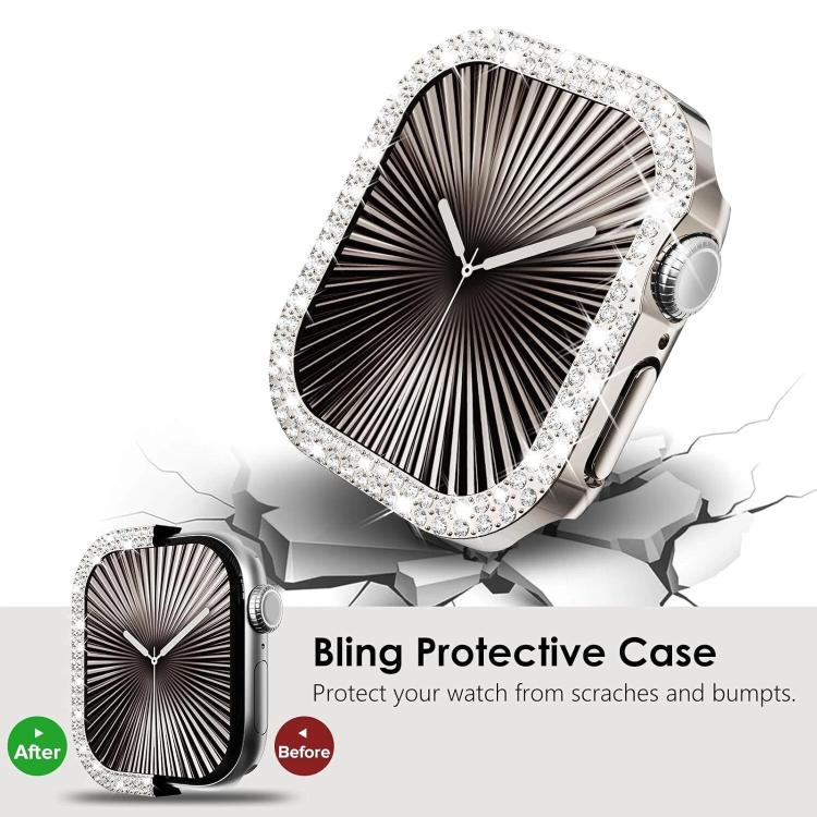 xDfind Double Row Diamond Hollow PC Watch Cover, For Apple Watch Series 9 / 8 / 7 45mm, For Apple Watch Series 9 / 8 / 7 41mm, For Apple Watch Series 3 / 2 / 1 38mm, For Apple Watch Series 3 / 2 / 1 42mm