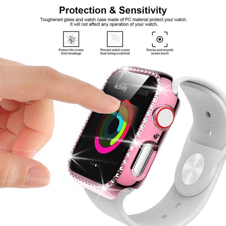 xDfind Single Row Diamond Hollow PC Watch Cover, For Apple Watch Series 11 46mm / 10 46mm, For Apple Watch Series 11 42mm / 10 42mm