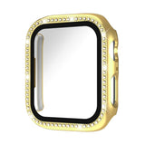 xDfind Single Row Diamond Tempered Glass Film Integrated PC Watch Case, For Apple Watch Series 9 / 8 / 7 45mm, For Apple Watch Series 9 / 8 / 7 41mm, For Apple Watch Series 3 / 2 / 1 38mm, For Apple Watch Series 3 / 2 / 1 42mm