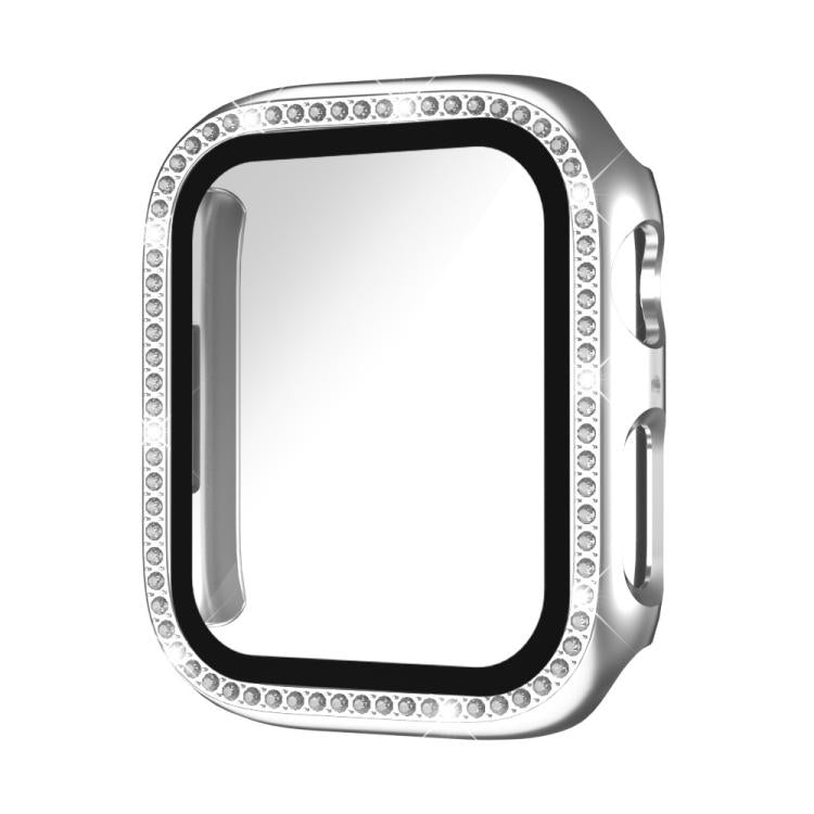 xDfind Single Row Diamond Tempered Glass Film Integrated PC Watch Case, For Apple Watch Series 44mm, For Apple Watch Series 40mm, For Apple Watch Series 11 46mm / 10 46mm, For Apple Watch Series 11 42mm / 10 42mm, For Apple Watch Ultra 3 / 2 / 1 49mm