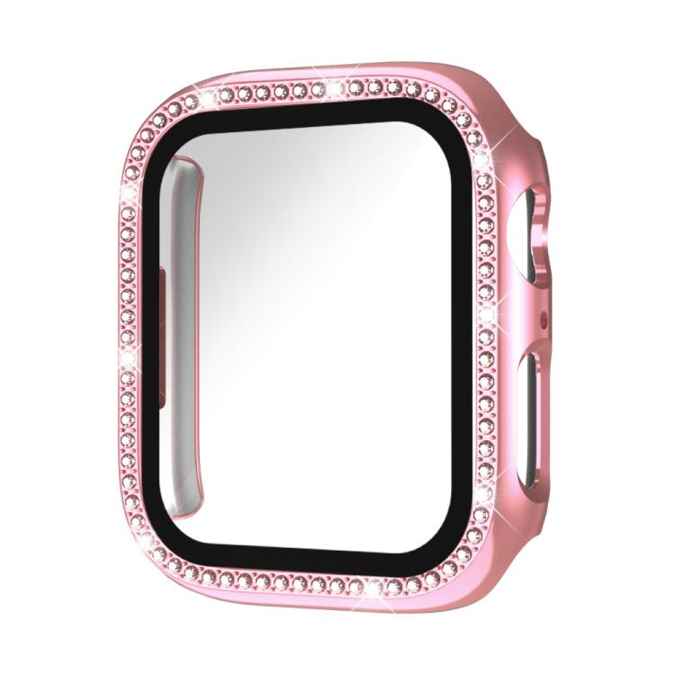 xDfind Single Row Diamond Tempered Glass Film Integrated PC Watch Case, For Apple Watch Series 44mm, For Apple Watch Series 40mm, For Apple Watch Series 11 46mm / 10 46mm, For Apple Watch Series 11 42mm / 10 42mm, For Apple Watch Ultra 3 / 2 / 1 49mm