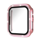 xDfind Single Row Diamond Tempered Glass Film Integrated PC Watch Case, For Apple Watch Series 9 / 8 / 7 45mm, For Apple Watch Series 9 / 8 / 7 41mm, For Apple Watch Series 3 / 2 / 1 38mm, For Apple Watch Series 3 / 2 / 1 42mm