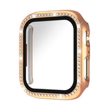 xDfind Single Row Diamond Tempered Glass Film Integrated PC Watch Case, For Apple Watch Series 9 / 8 / 7 45mm, For Apple Watch Series 9 / 8 / 7 41mm, For Apple Watch Series 3 / 2 / 1 38mm, For Apple Watch Series 3 / 2 / 1 42mm