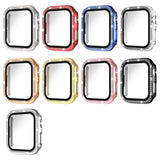 xDfind Single Row Diamond Tempered Glass Film Integrated PC Watch Case, For Apple Watch Series 9 / 8 / 7 45mm, For Apple Watch Series 9 / 8 / 7 41mm, For Apple Watch Series 3 / 2 / 1 38mm, For Apple Watch Series 3 / 2 / 1 42mm
