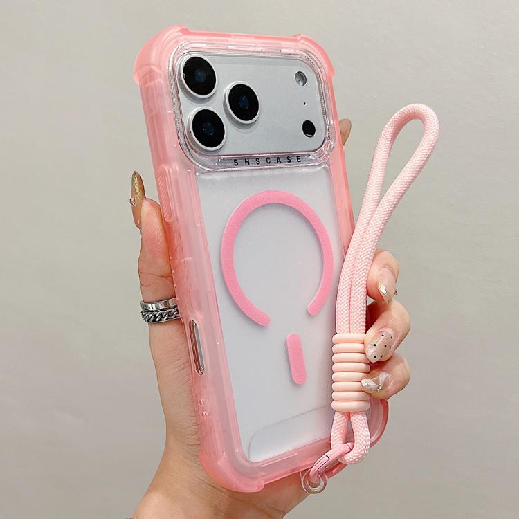 Transparent Matte TPU Hybrid PC 3-in-1 MagSafe Phone Case with Wrist Strap, For iPhone 17 Pro Max, For iPhone 17 Pro, For iPhone 17, For iPhone Air, For iPhone 16 Pro Max, For iPhone 16 Pro, For iPhone 16 Plus, For iPhone 16
