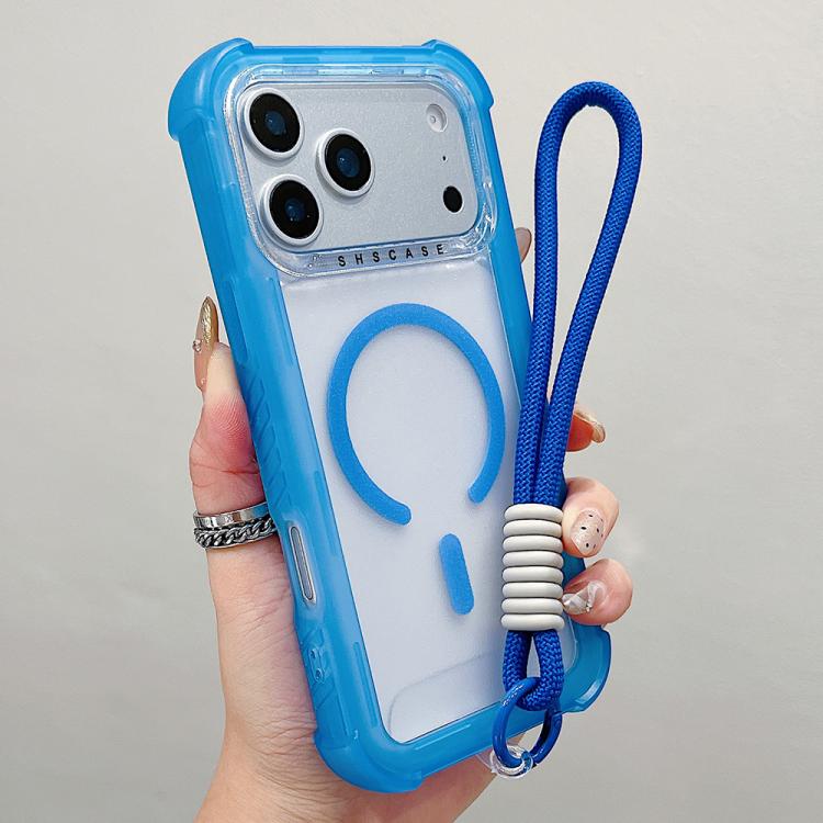 Transparent Matte TPU Hybrid PC 3-in-1 MagSafe Phone Case with Wrist Strap, For iPhone 17 Pro Max, For iPhone 17 Pro, For iPhone 17, For iPhone Air, For iPhone 16 Pro Max, For iPhone 16 Pro, For iPhone 16 Plus, For iPhone 16