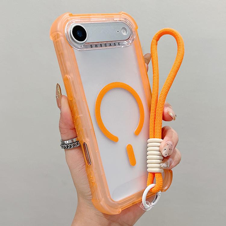 Transparent Matte TPU Hybrid PC 3-in-1 MagSafe Phone Case with Wrist Strap, For iPhone 17 Pro Max, For iPhone 17 Pro, For iPhone 17, For iPhone Air, For iPhone 16 Pro Max, For iPhone 16 Pro, For iPhone 16 Plus, For iPhone 16