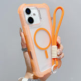 Transparent Matte TPU Hybrid PC 3-in-1 MagSafe Phone Case with Wrist Strap, For iPhone 17 Pro Max, For iPhone 17 Pro, For iPhone 17, For iPhone Air, For iPhone 16 Pro Max, For iPhone 16 Pro, For iPhone 16 Plus, For iPhone 16