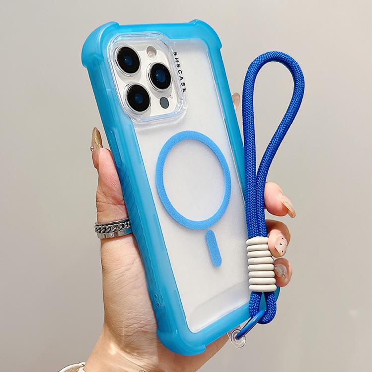 Transparent Matte TPU Hybrid PC 3-in-1 MagSafe Phone Case with Wrist Strap, For iPhone 15 Pro Max, For iPhone 15 Pro, For iPhone 15 Plus, For iPhone 15, For iPhone 14 Plus, For iPhone 14, For iPhone 14 Pro, For iPhone 14 Pro Max