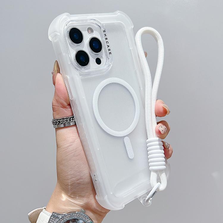 Transparent Matte TPU Hybrid PC 3-in-1 MagSafe Phone Case with Wrist Strap, For iPhone 15 Pro Max, For iPhone 15 Pro, For iPhone 15 Plus, For iPhone 15, For iPhone 14 Plus, For iPhone 14, For iPhone 14 Pro, For iPhone 14 Pro Max