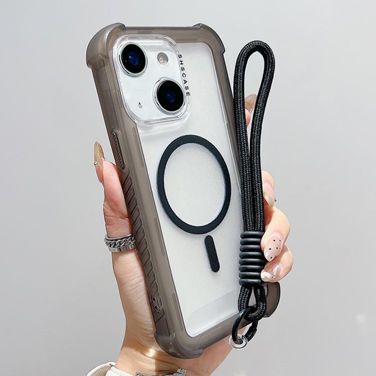 Transparent Matte TPU Hybrid PC 3-in-1 MagSafe Phone Case with Wrist Strap, For iPhone 15 Pro Max, For iPhone 15 Pro, For iPhone 15 Plus, For iPhone 15, For iPhone 14 Plus, For iPhone 14, For iPhone 14 Pro, For iPhone 14 Pro Max