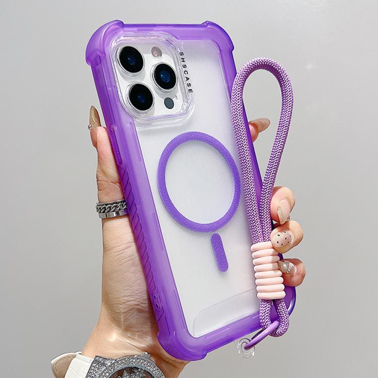 Transparent Matte TPU Hybrid PC 3-in-1 MagSafe Phone Case with Wrist Strap, For iPhone 15 Pro Max, For iPhone 15 Pro, For iPhone 15 Plus, For iPhone 15, For iPhone 14 Plus, For iPhone 14, For iPhone 14 Pro, For iPhone 14 Pro Max