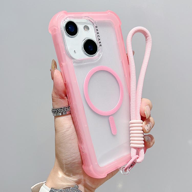 Transparent Matte TPU Hybrid PC 3-in-1 MagSafe Phone Case with Wrist Strap, For iPhone 15 Pro Max, For iPhone 15 Pro, For iPhone 15 Plus, For iPhone 15, For iPhone 14 Plus, For iPhone 14, For iPhone 14 Pro, For iPhone 14 Pro Max