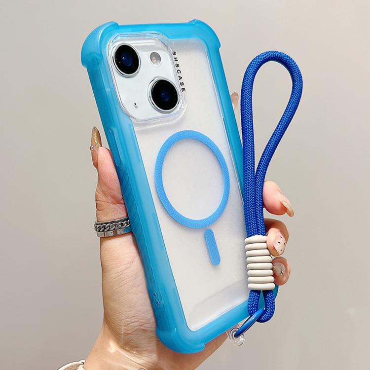 Transparent Matte TPU Hybrid PC 3-in-1 MagSafe Phone Case with Wrist Strap, For iPhone 15 Pro Max, For iPhone 15 Pro, For iPhone 15 Plus, For iPhone 15, For iPhone 14 Plus, For iPhone 14, For iPhone 14 Pro, For iPhone 14 Pro Max