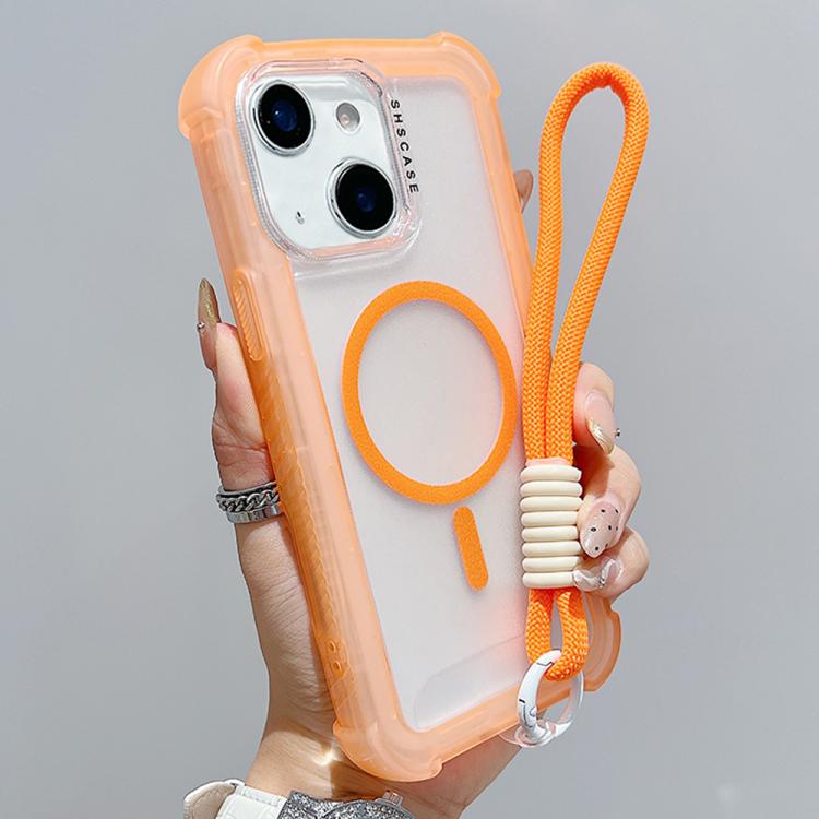 Transparent Matte TPU Hybrid PC 3-in-1 MagSafe Phone Case with Wrist Strap, For iPhone 15 Pro Max, For iPhone 15 Pro, For iPhone 15 Plus, For iPhone 15, For iPhone 14 Plus, For iPhone 14, For iPhone 14 Pro, For iPhone 14 Pro Max