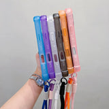 Transparent Matte TPU Hybrid PC 3-in-1 MagSafe Phone Case with Wrist Strap, For iPhone 17 Pro Max, For iPhone 17 Pro, For iPhone 17, For iPhone Air, For iPhone 16 Pro Max, For iPhone 16 Pro, For iPhone 16 Plus, For iPhone 16