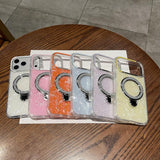 Gilded Colorful Shell Patterned TPU+IMD Phone Case with Glitter Magnetic Holder, For iPhone 13 Pro
