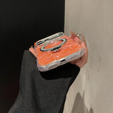 Gilded Colorful Shell Patterned TPU+IMD Phone Case with Glitter Magnetic Holder, For iPhone 13 Pro