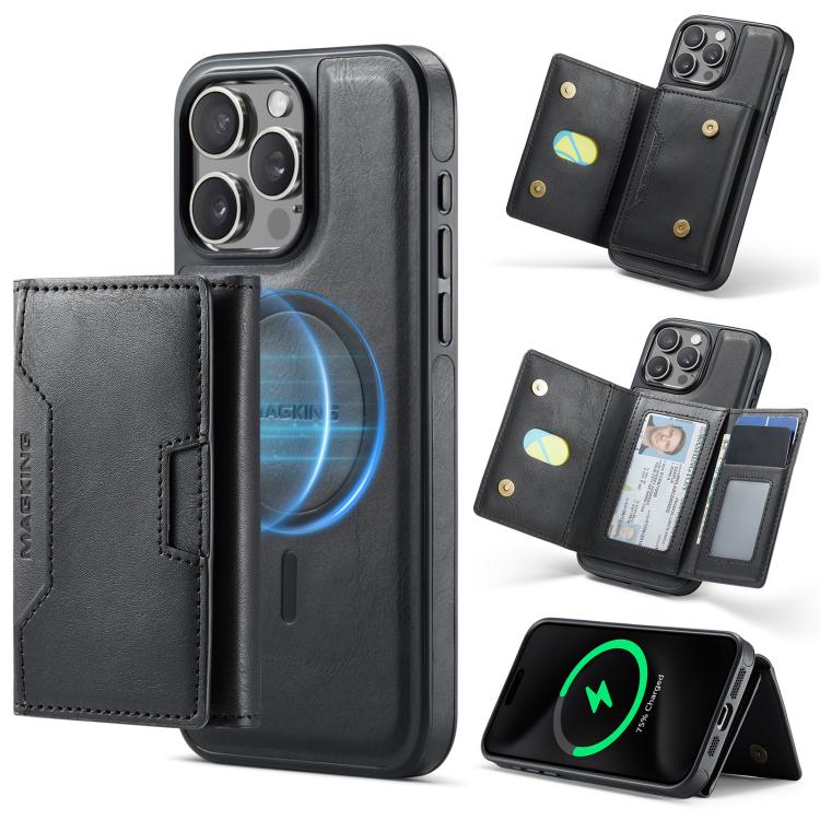 MAGKING K4 Series MagSafe RFID Tri-fold Card Bag Detachable Phone Case, For iPhone 15 Pro Max, For iPhone 15 Pro, For iPhone 15 Plus, For iPhone 15, For iPhone 14 Plus, For iPhone 14, For iPhone 14 Pro, For iPhone 14 Pro Max