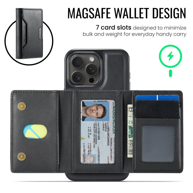 MAGKING K4 Series MagSafe RFID Tri-fold Card Bag Detachable Phone Case, For iPhone 15 Pro Max, For iPhone 15 Pro, For iPhone 15 Plus, For iPhone 15, For iPhone 14 Plus, For iPhone 14, For iPhone 14 Pro, For iPhone 14 Pro Max