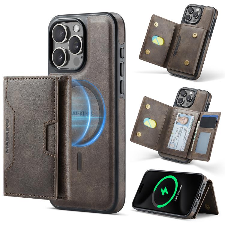 MAGKING K4 Series MagSafe RFID Tri-fold Card Bag Detachable Phone Case, For iPhone 15 Pro Max, For iPhone 15 Pro, For iPhone 15 Plus, For iPhone 15, For iPhone 14 Plus, For iPhone 14, For iPhone 14 Pro, For iPhone 14 Pro Max