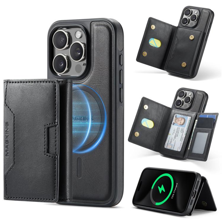 MAGKING K4 Series MagSafe RFID Tri-fold Card Bag Detachable Phone Case, For iPhone 15 Pro Max, For iPhone 15 Pro, For iPhone 15 Plus, For iPhone 15, For iPhone 14 Plus, For iPhone 14, For iPhone 14 Pro, For iPhone 14 Pro Max