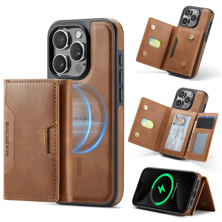 MAGKING K4 Series MagSafe RFID Tri-fold Card Bag Detachable Phone Case, For iPhone 15 Pro Max, For iPhone 15 Pro, For iPhone 15 Plus, For iPhone 15, For iPhone 14 Plus, For iPhone 14, For iPhone 14 Pro, For iPhone 14 Pro Max