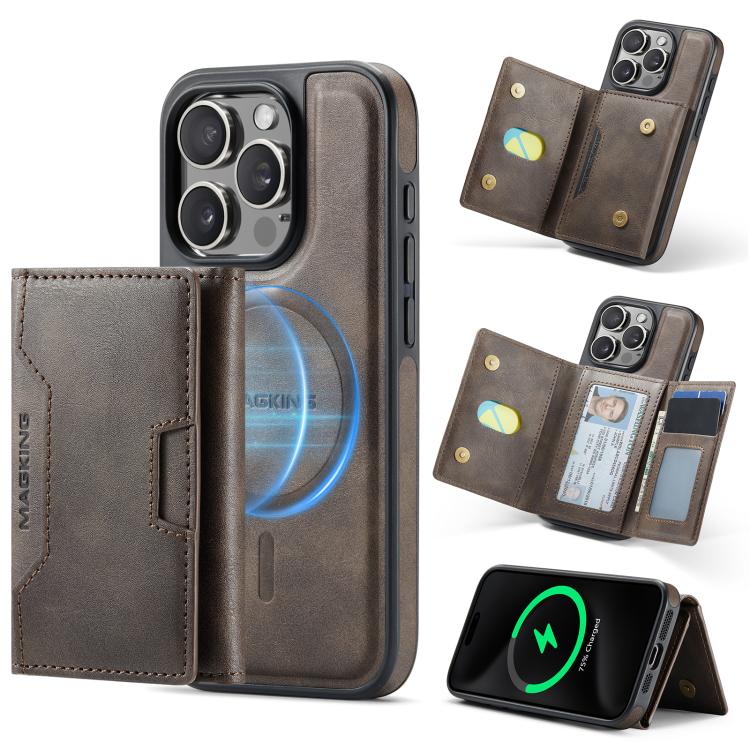 MAGKING K4 Series MagSafe RFID Tri-fold Card Bag Detachable Phone Case, For iPhone 15 Pro Max, For iPhone 15 Pro, For iPhone 15 Plus, For iPhone 15, For iPhone 14 Plus, For iPhone 14, For iPhone 14 Pro, For iPhone 14 Pro Max