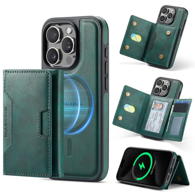MAGKING K4 Series MagSafe RFID Tri-fold Card Bag Detachable Phone Case, For iPhone 15 Pro Max, For iPhone 15 Pro, For iPhone 15 Plus, For iPhone 15, For iPhone 14 Plus, For iPhone 14, For iPhone 14 Pro, For iPhone 14 Pro Max