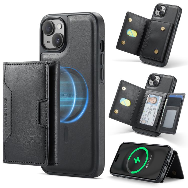 MAGKING K4 Series MagSafe RFID Tri-fold Card Bag Detachable Phone Case, For iPhone 15 Pro Max, For iPhone 15 Pro, For iPhone 15 Plus, For iPhone 15, For iPhone 14 Plus, For iPhone 14, For iPhone 14 Pro, For iPhone 14 Pro Max