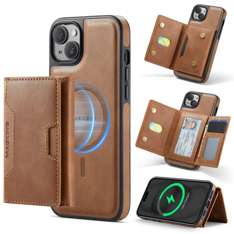 MAGKING K4 Series MagSafe RFID Tri-fold Card Bag Detachable Phone Case, For iPhone 15 Pro Max, For iPhone 15 Pro, For iPhone 15 Plus, For iPhone 15, For iPhone 14 Plus, For iPhone 14, For iPhone 14 Pro, For iPhone 14 Pro Max