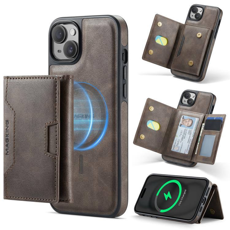 MAGKING K4 Series MagSafe RFID Tri-fold Card Bag Detachable Phone Case, For iPhone 15 Pro Max, For iPhone 15 Pro, For iPhone 15 Plus, For iPhone 15, For iPhone 14 Plus, For iPhone 14, For iPhone 14 Pro, For iPhone 14 Pro Max