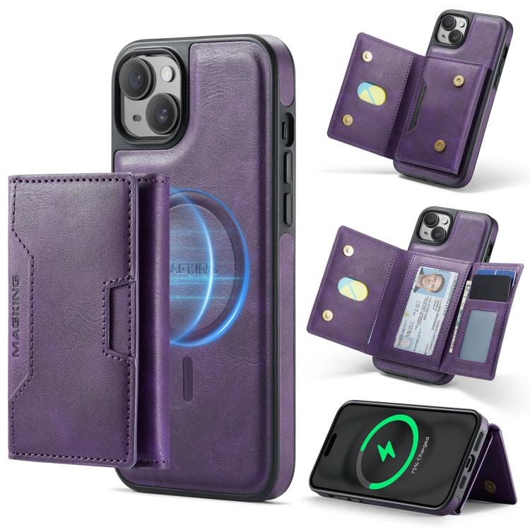 MAGKING K4 Series MagSafe RFID Tri-fold Card Bag Detachable Phone Case, For iPhone 15 Pro Max, For iPhone 15 Pro, For iPhone 15 Plus, For iPhone 15, For iPhone 14 Plus, For iPhone 14, For iPhone 14 Pro, For iPhone 14 Pro Max