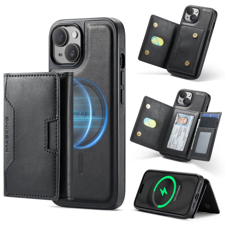 MAGKING K4 Series MagSafe RFID Tri-fold Card Bag Detachable Phone Case, For iPhone 15 Pro Max, For iPhone 15 Pro, For iPhone 15 Plus, For iPhone 15, For iPhone 14 Plus, For iPhone 14, For iPhone 14 Pro, For iPhone 14 Pro Max