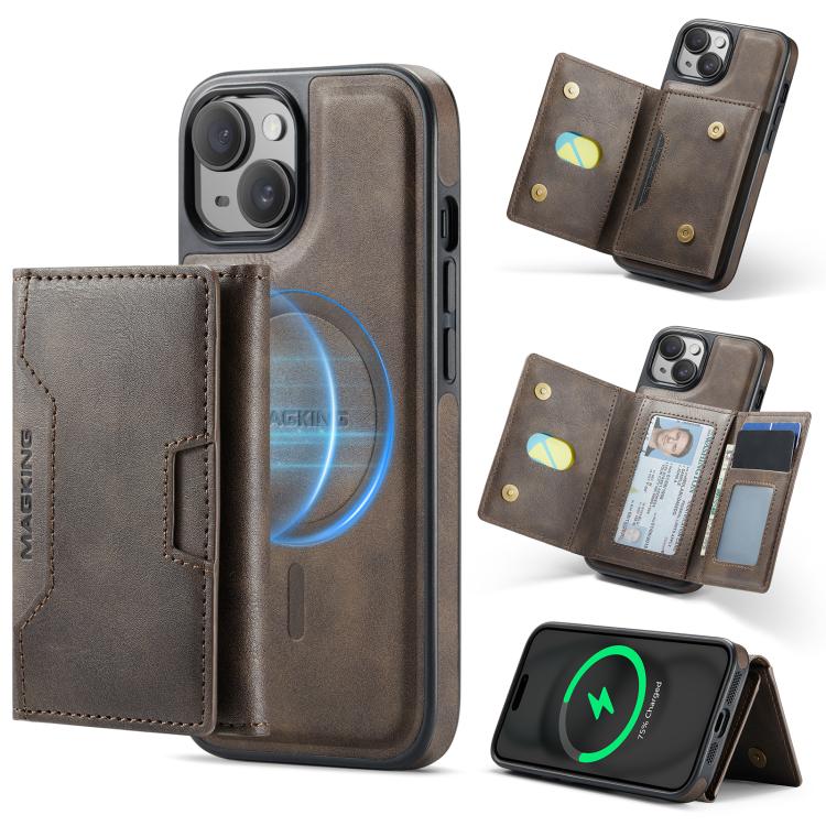 MAGKING K4 Series MagSafe RFID Tri-fold Card Bag Detachable Phone Case, For iPhone 15 Pro Max, For iPhone 15 Pro, For iPhone 15 Plus, For iPhone 15, For iPhone 14 Plus, For iPhone 14, For iPhone 14 Pro, For iPhone 14 Pro Max
