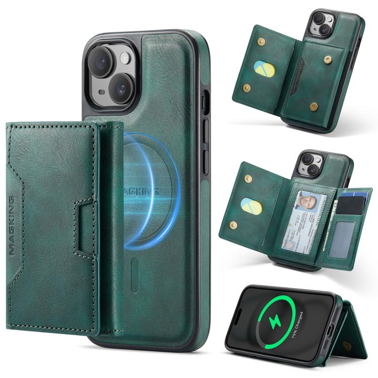 MAGKING K4 Series MagSafe RFID Tri-fold Card Bag Detachable Phone Case, For iPhone 15 Pro Max, For iPhone 15 Pro, For iPhone 15 Plus, For iPhone 15, For iPhone 14 Plus, For iPhone 14, For iPhone 14 Pro, For iPhone 14 Pro Max