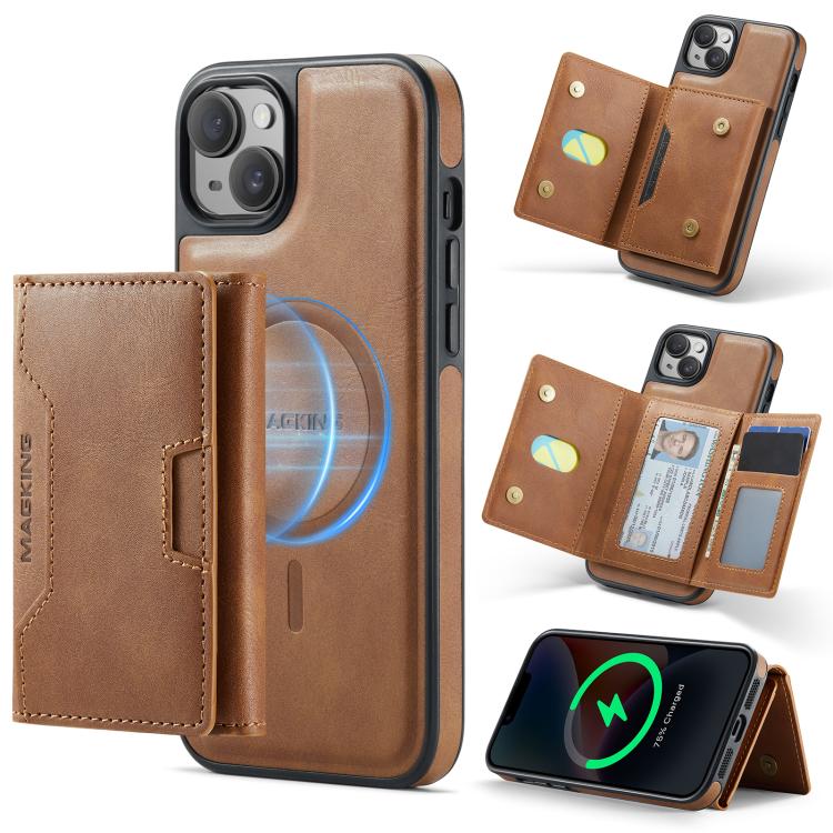 MAGKING K4 Series MagSafe RFID Tri-fold Card Bag Detachable Phone Case, For iPhone 15 Pro Max, For iPhone 15 Pro, For iPhone 15 Plus, For iPhone 15, For iPhone 14 Plus, For iPhone 14, For iPhone 14 Pro, For iPhone 14 Pro Max
