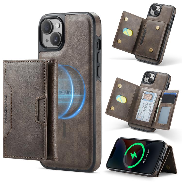 MAGKING K4 Series MagSafe RFID Tri-fold Card Bag Detachable Phone Case, For iPhone 15 Pro Max, For iPhone 15 Pro, For iPhone 15 Plus, For iPhone 15, For iPhone 14 Plus, For iPhone 14, For iPhone 14 Pro, For iPhone 14 Pro Max