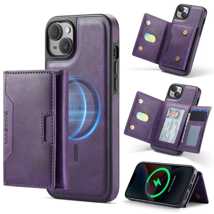 MAGKING K4 Series MagSafe RFID Tri-fold Card Bag Detachable Phone Case, For iPhone 15 Pro Max, For iPhone 15 Pro, For iPhone 15 Plus, For iPhone 15, For iPhone 14 Plus, For iPhone 14, For iPhone 14 Pro, For iPhone 14 Pro Max