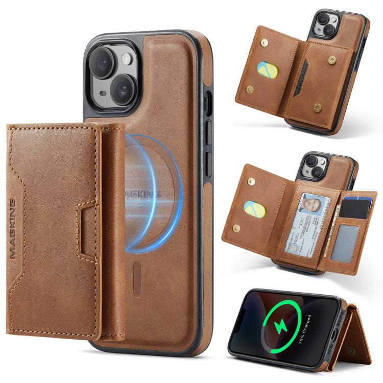 MAGKING K4 Series MagSafe RFID Tri-fold Card Bag Detachable Phone Case, For iPhone 15 Pro Max, For iPhone 15 Pro, For iPhone 15 Plus, For iPhone 15, For iPhone 14 Plus, For iPhone 14, For iPhone 14 Pro, For iPhone 14 Pro Max