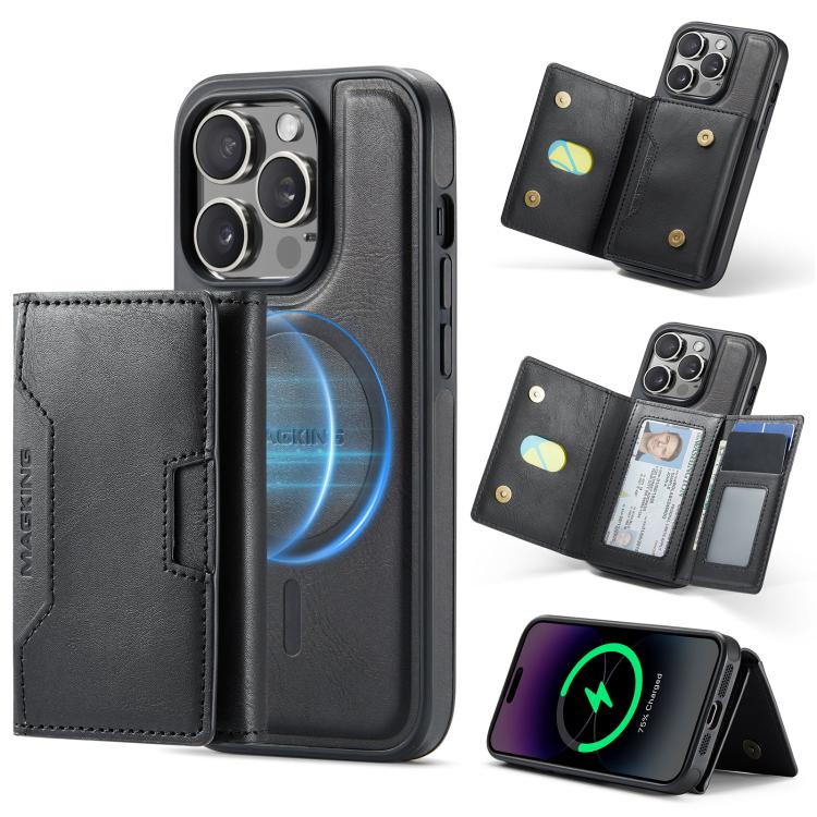 MAGKING K4 Series MagSafe RFID Tri-fold Card Bag Detachable Phone Case, For iPhone 15 Pro Max, For iPhone 15 Pro, For iPhone 15 Plus, For iPhone 15, For iPhone 14 Plus, For iPhone 14, For iPhone 14 Pro, For iPhone 14 Pro Max